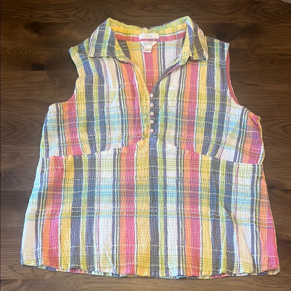 Christopher & Banks Colorful Striped Sleeveless Stretch Women's Top XL